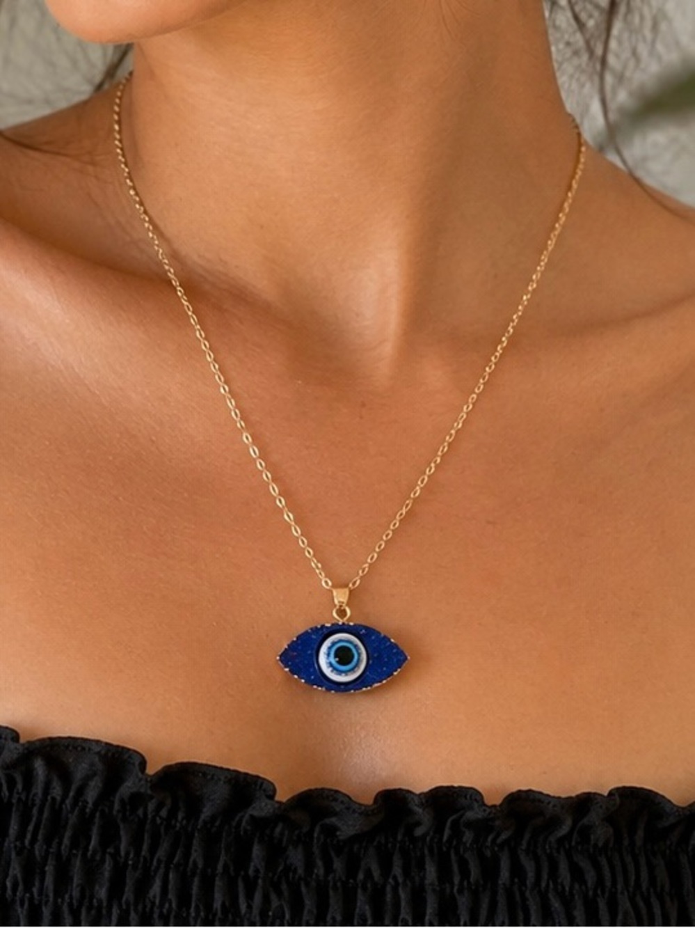 Blue Stone Evil Eye Pendant Necklace